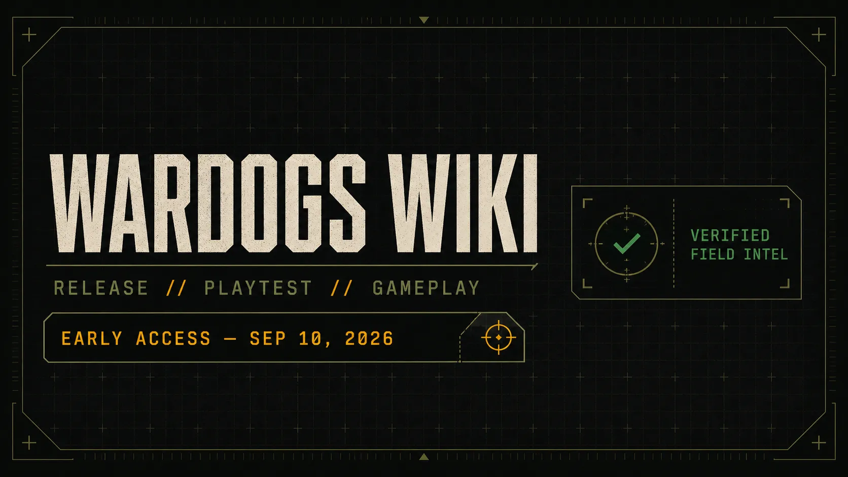 WARDOGSWIKI field-intel graphic with release and playtest labels
